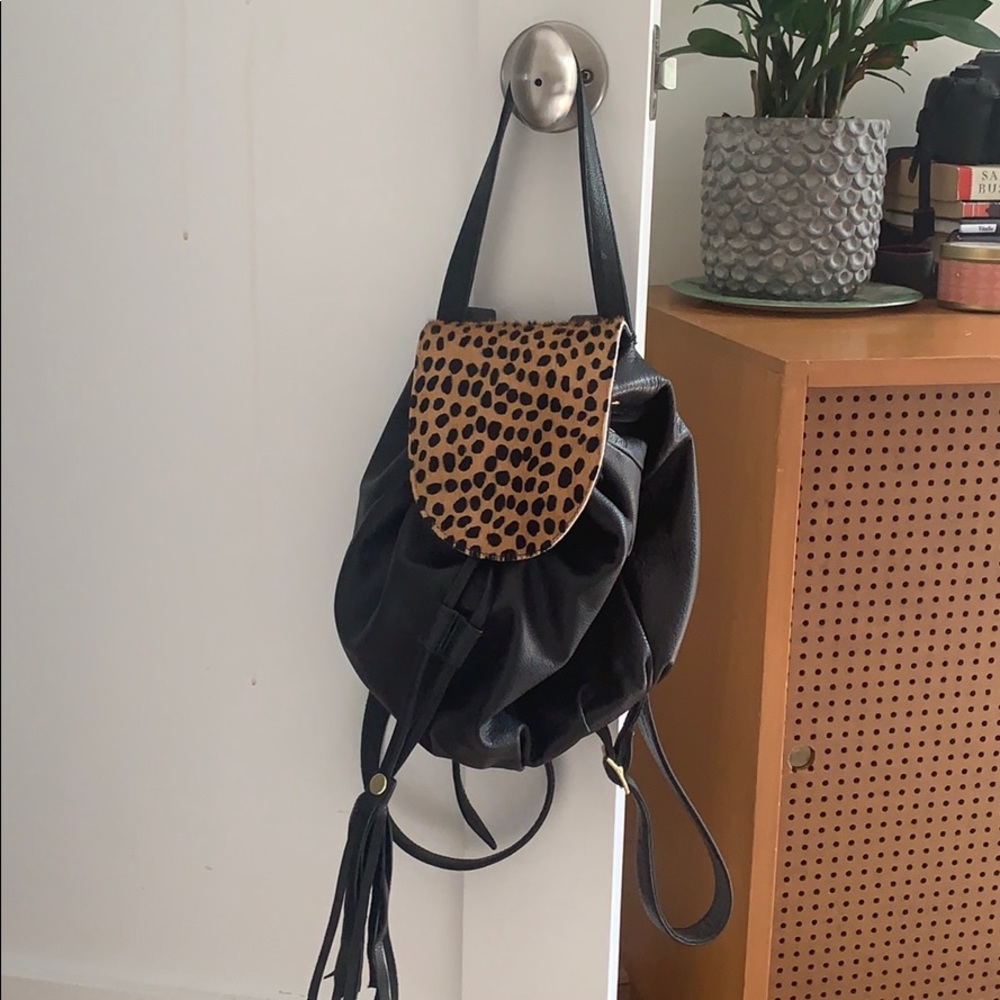 Anthro Cheetah Print and Leather Backpack